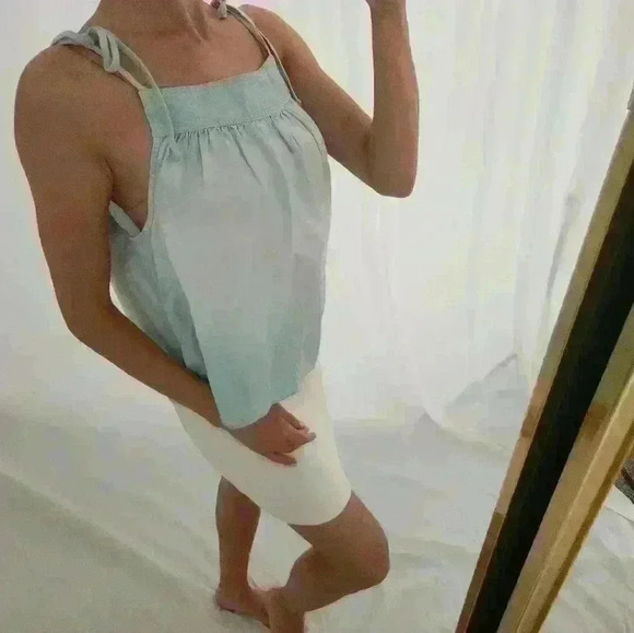 Bella Dahl Boutique denim linen Cotton blend sleeveless blouse beach summer blue - Picture 3 of 9